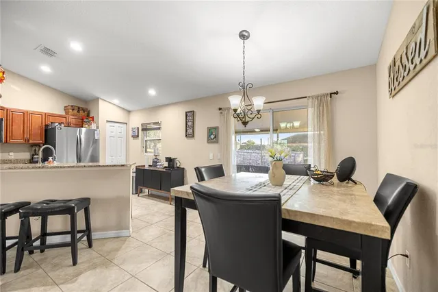 a view of a dining room and livingroom view