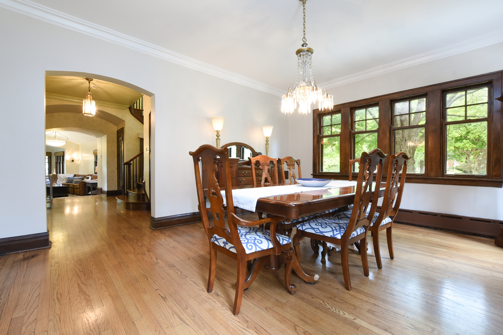 95 Michaux Road Riverside, IL 60546 - Photo 13 of 48 a view of a dining room with furniture window and wooden floor
