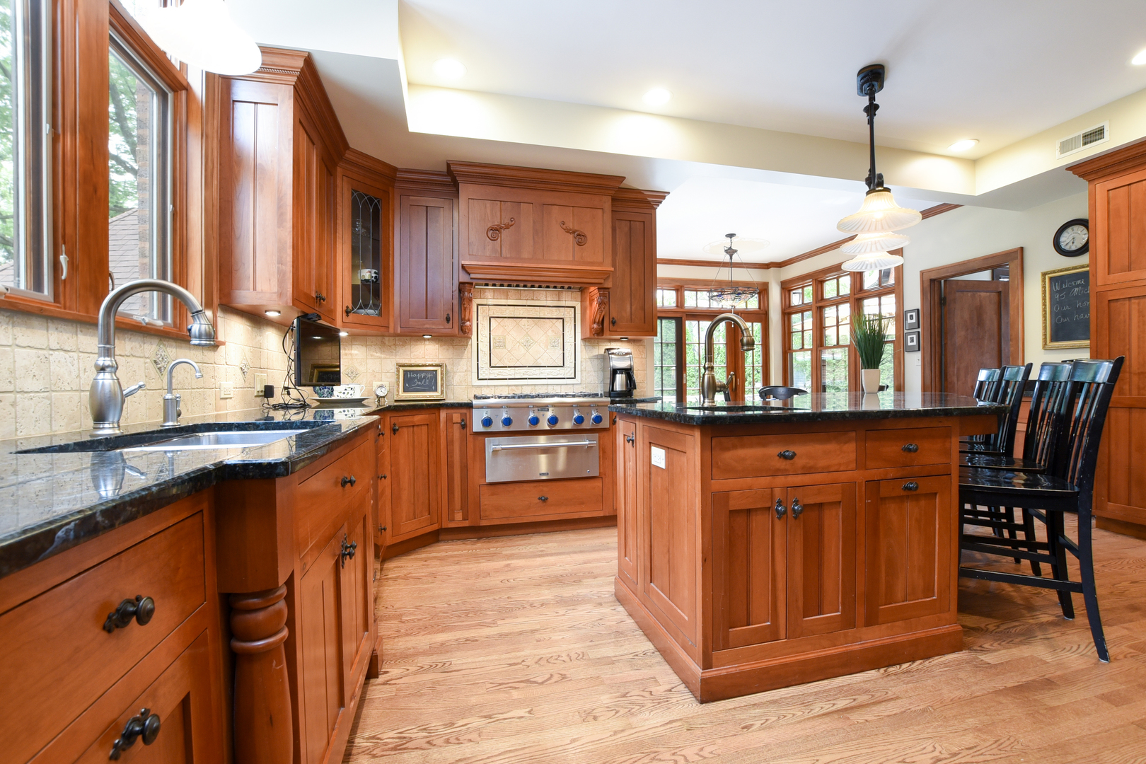 95 Michaux Road Riverside, IL 60546 - Photo 16 of 48 a kitchen with stainless steel appliances granite countertop wooden cabinets a stove top oven a sink and dishwasher