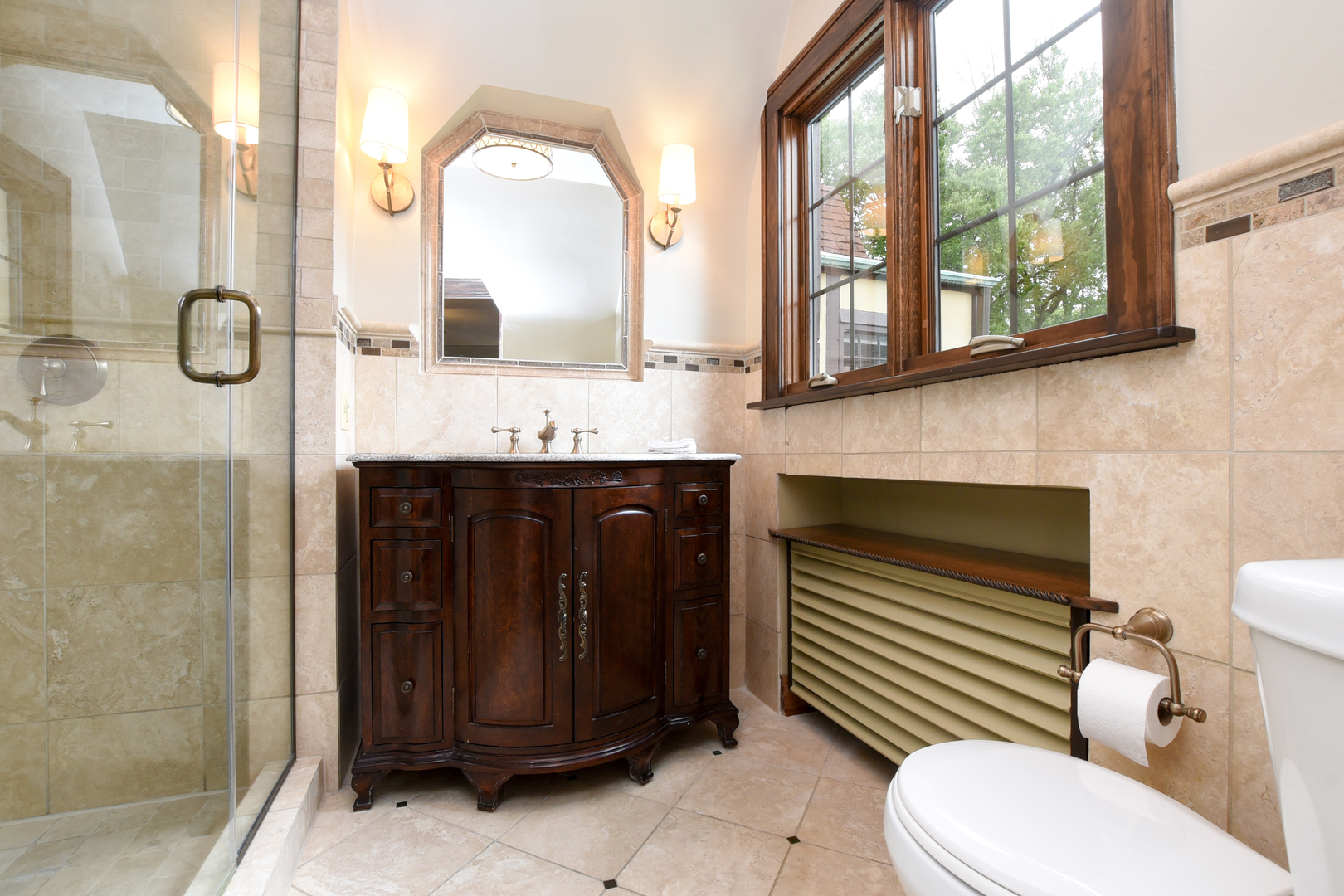 95 Michaux Road Riverside, IL 60546 - Photo 33 of 48 a bathroom with a sink a toilet and shower