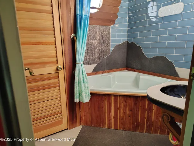 a view of a yard from a patio