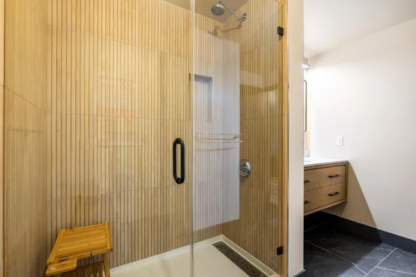 a bathroom with a shower