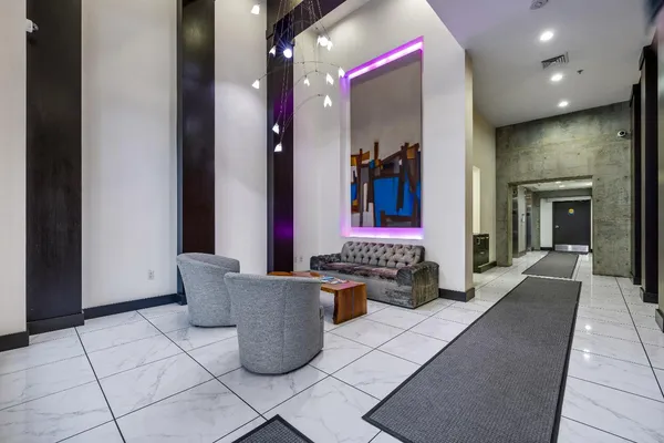 a living room with furniture
