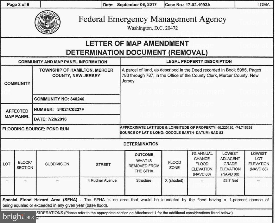 4 Rudner Avenue Trenton, NJ 08619 - Photo 21 of 21 FEMA map amendment document