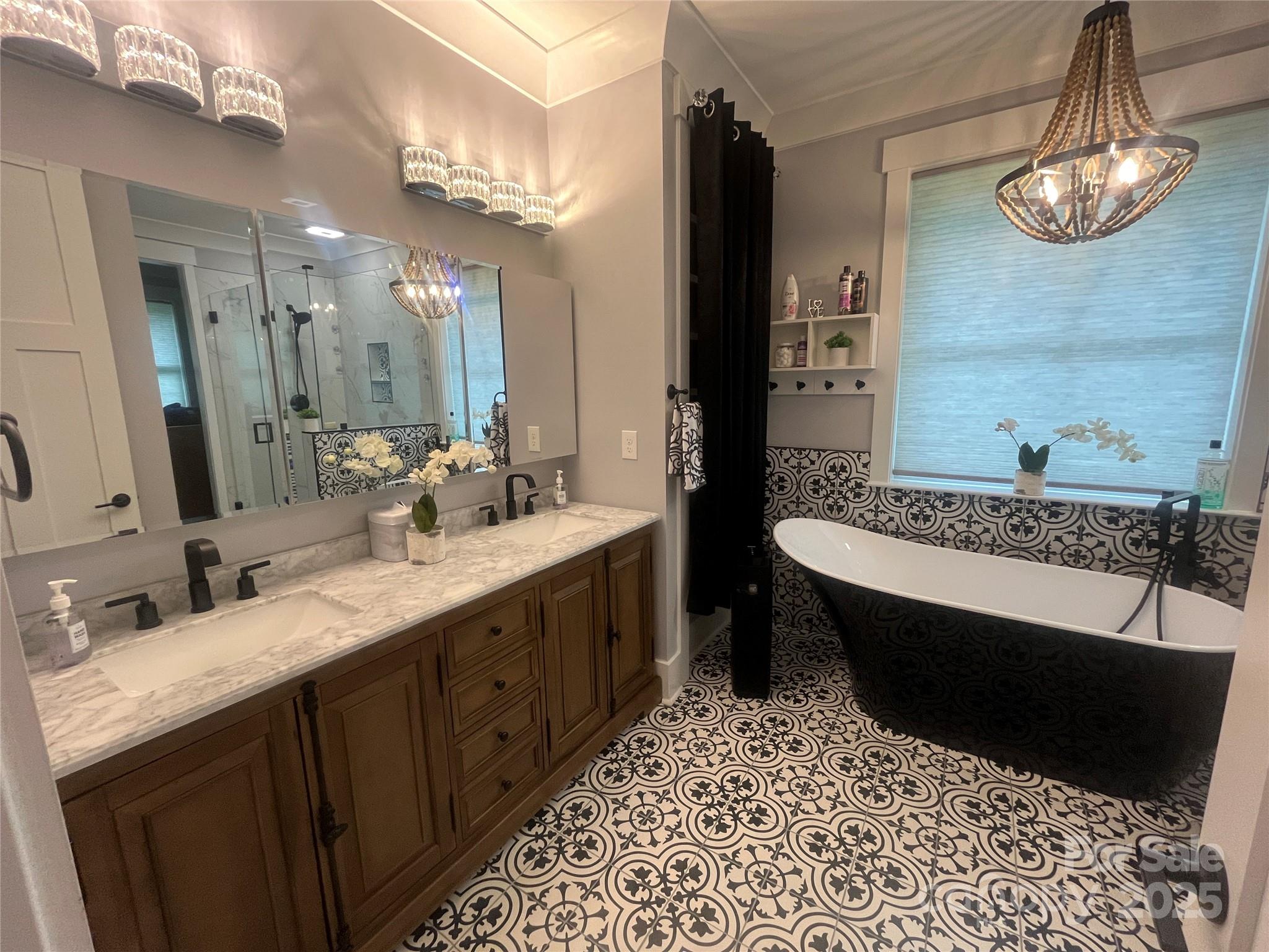 900 Houston Heights Road Charlotte, NC 28262 - Photo 26 of 44 a bathroom with a double vanity sink and a mirror