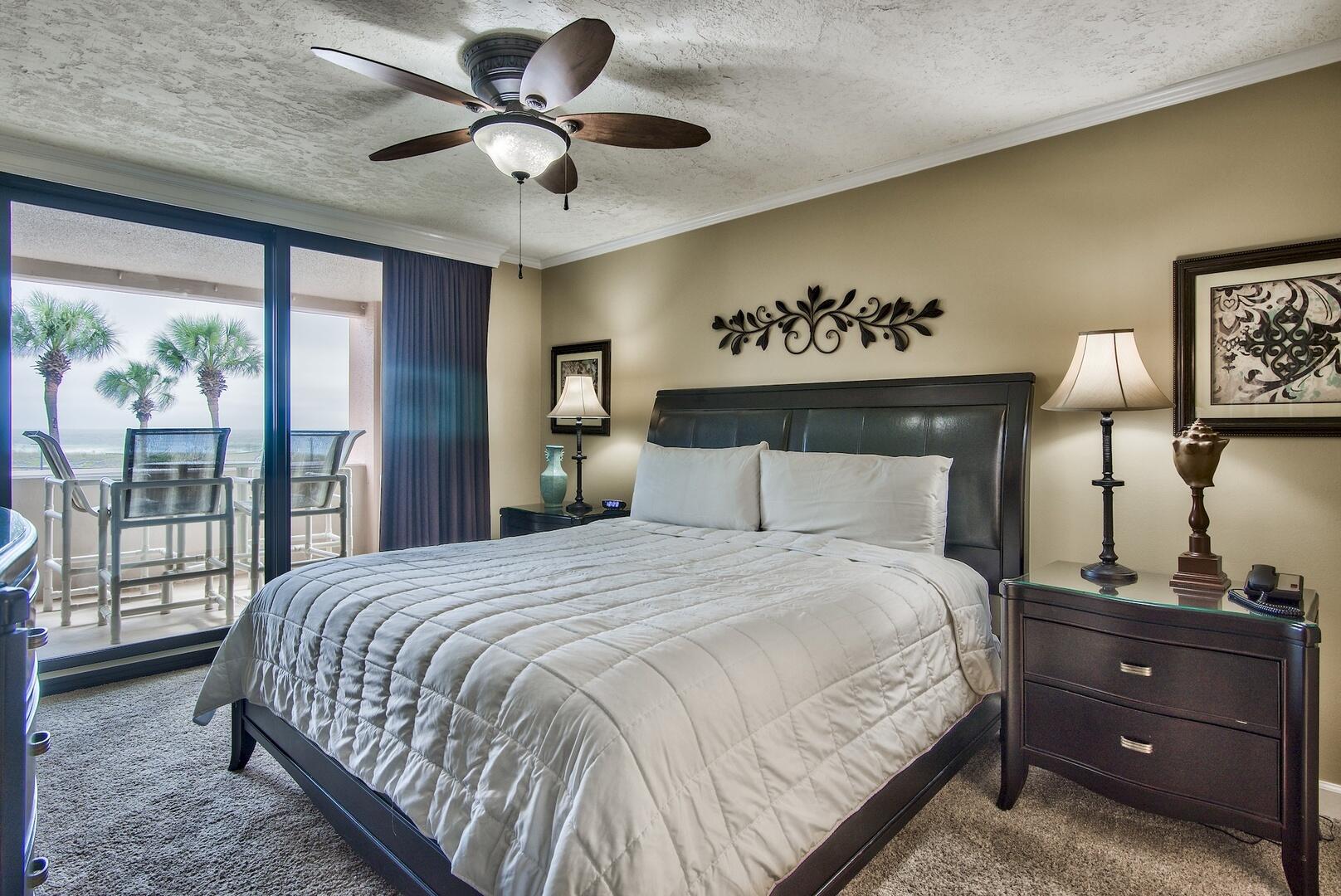 500 Gulf Shore Drive, Unit 119B Destin, FL 32541 - Photo 12 of 35 a bedroom with a bed and a large window with the outer view