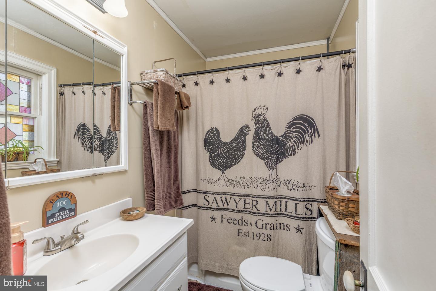 635 Laurel Street Delanco, NJ 08075 - Photo 13 of 45 a bathroom with a sink a toilet and a shower curtain