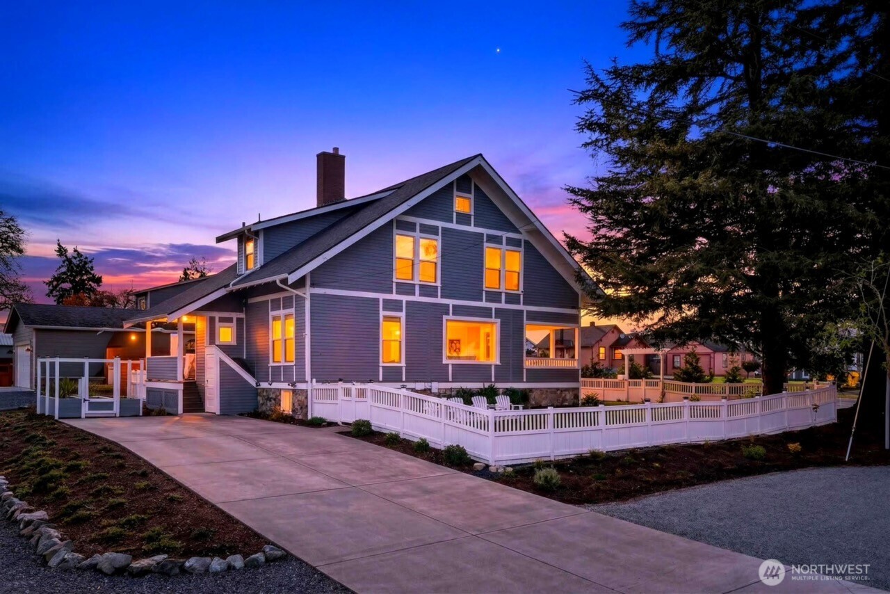 a front view of a house with entertaining space