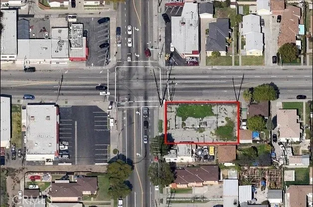 an aerial view of multiple building