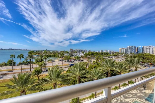 a view of a swimming pool with a garden