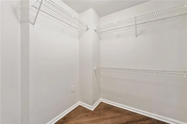 a view of a room with racks on the wall