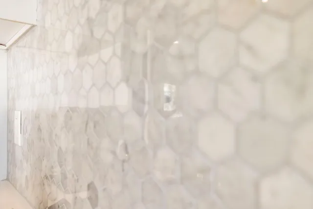 a view of a terrace with wooden floor and city view