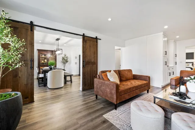 a living room with furniture