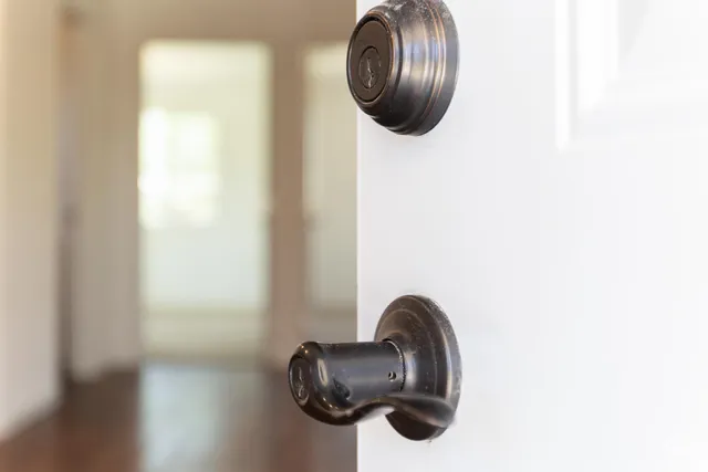 a close view of door lock