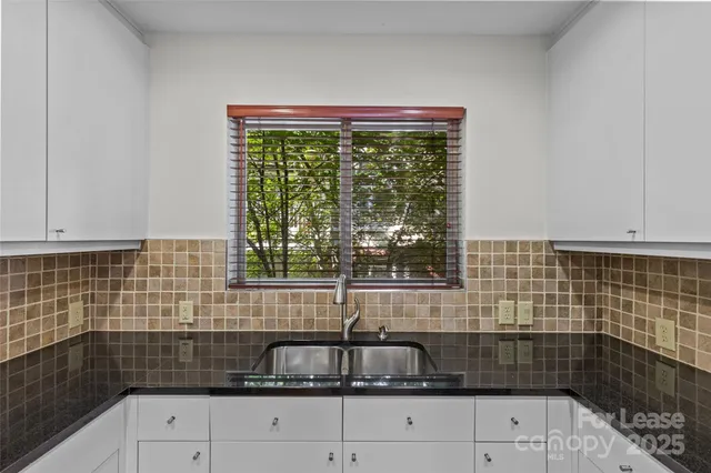 a kitchen with a sink and cabinets