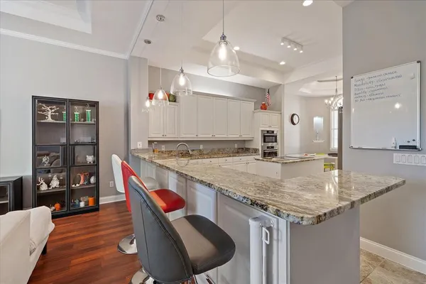 a view of a dining area in a room