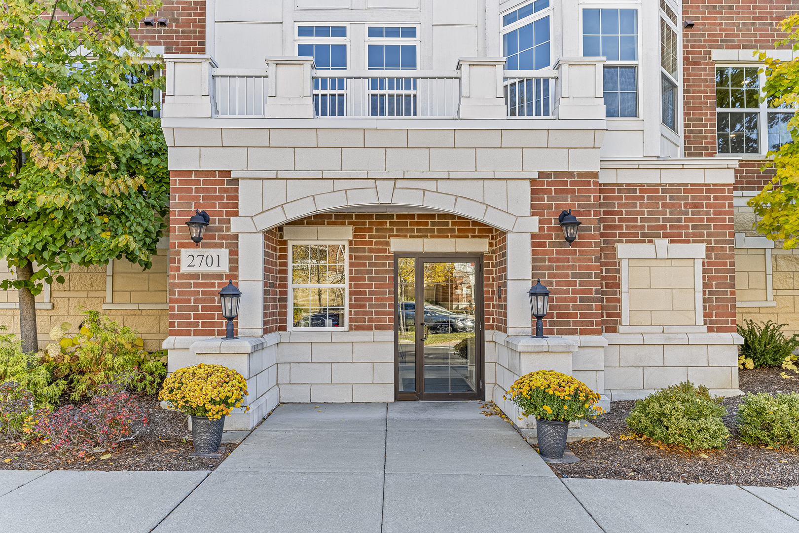 a front view of a building