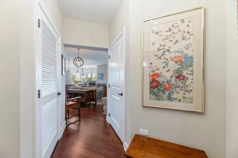 a view of a hallway with workspace