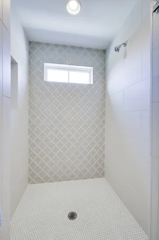 a bathroom with a bathtub