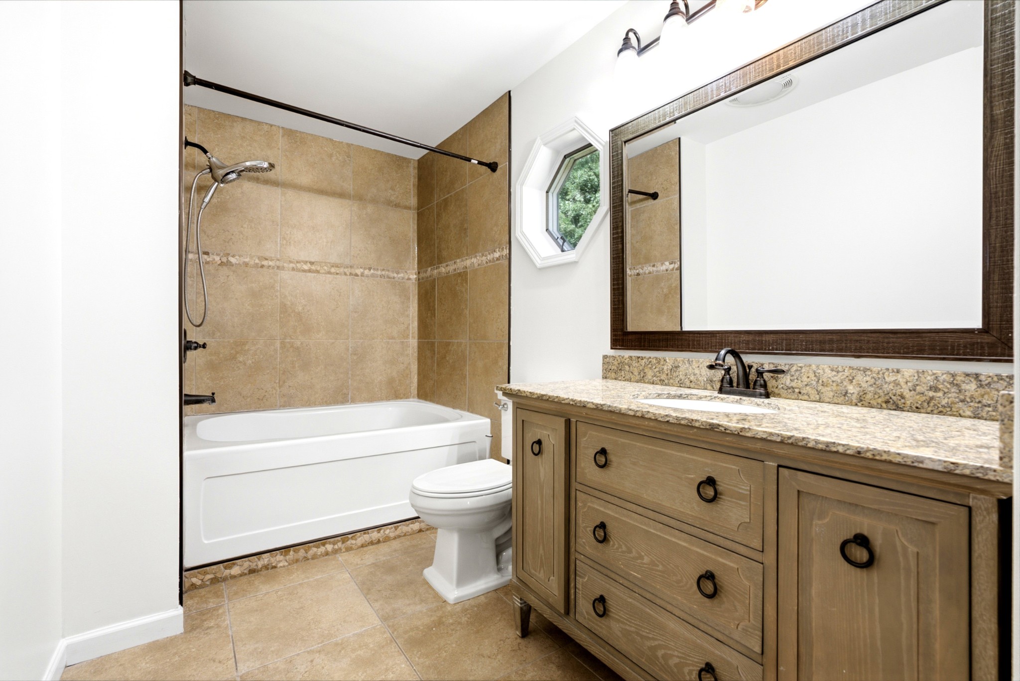 3434 Kinneys Road Cedar Hill, TN 37032 - Photo 56 of 90 a bathroom with a granite countertop sink toilet and shower