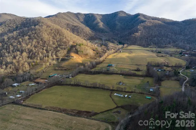 a view of a yard with mountain view