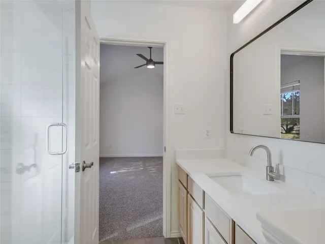 a bathroom with a window