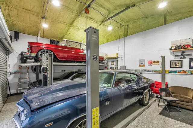 a view of a car in garage