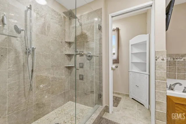 a bathroom with a shower