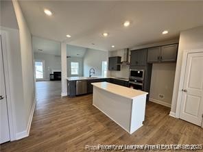 179 Grove Walk Road Raeford, NC 28376 - Photo 2 of 26 a large white kitchen with kitchen island a sink a refrigerator and a stove top oven