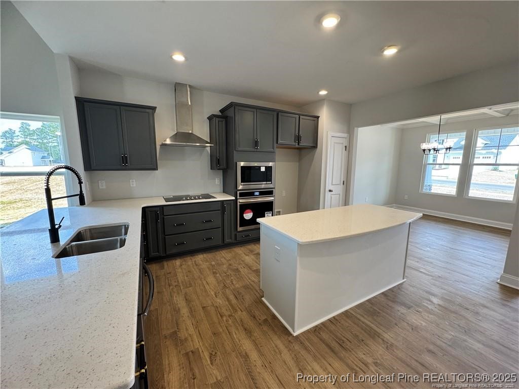 179 Grove Walk Road Raeford, NC 28376 - Photo 7 of 26 a kitchen with stainless steel appliances granite countertop a stove a sink a refrigerator and a microwave