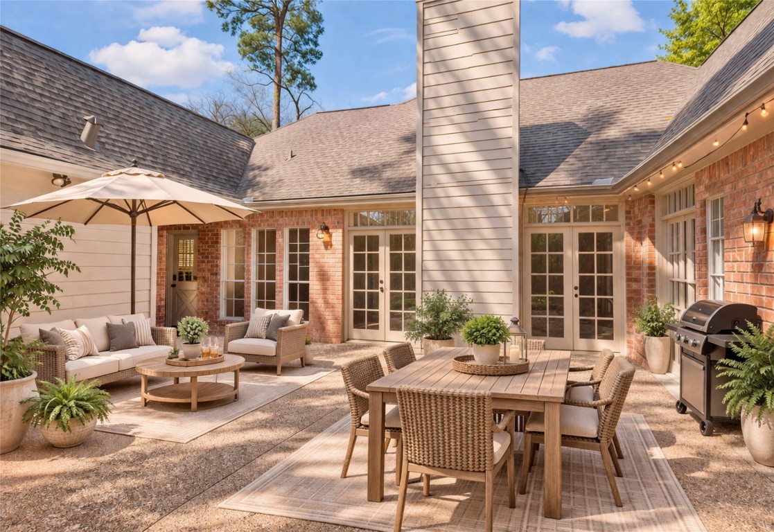 25722 Overlake Drive Spring, TX 77380 - Photo 38 of 50 This beautifully designed courtyard-style backyard blends charm and functionality, with seamless access from the living room, kitchen/breakfast nook, and a private entrance from the primary suite.