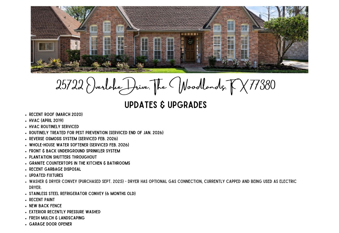 25722 Overlake Drive Spring, TX 77380 - Photo 50 of 50 Discover the many updates and upgrades that enhance this charming home. Contact us today to arrange a private showing!