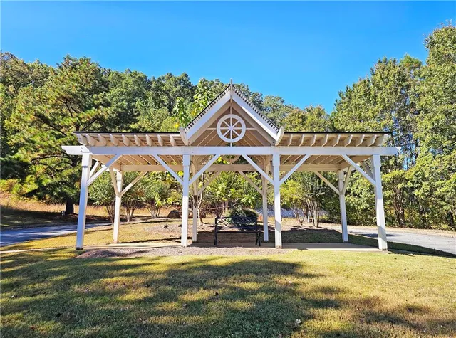 a view of a building with a swimming pool