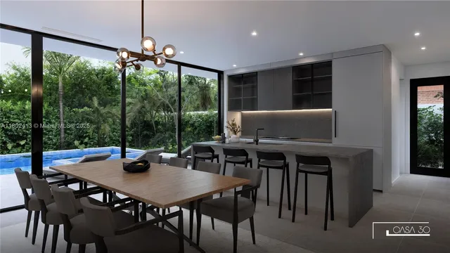 a view of a livingroom with furniture and a fireplace