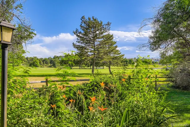 a view of a big yard with a garden
