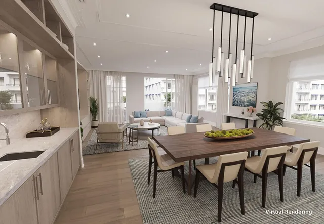 a kitchen with a table and chairs