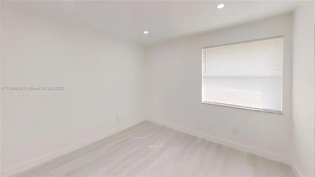 a view of a small space with a window