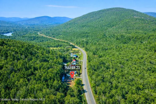 a view of a field with an ocean
