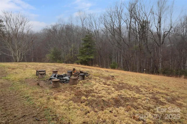 a view of a backyard of the house