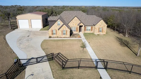 an aerial view of a house