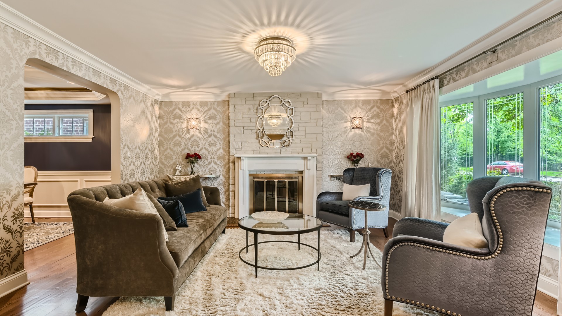 820 Hansen Place Park Ridge, IL 60068 - Photo 4 of 38 a living room with furniture a fireplace and a large window