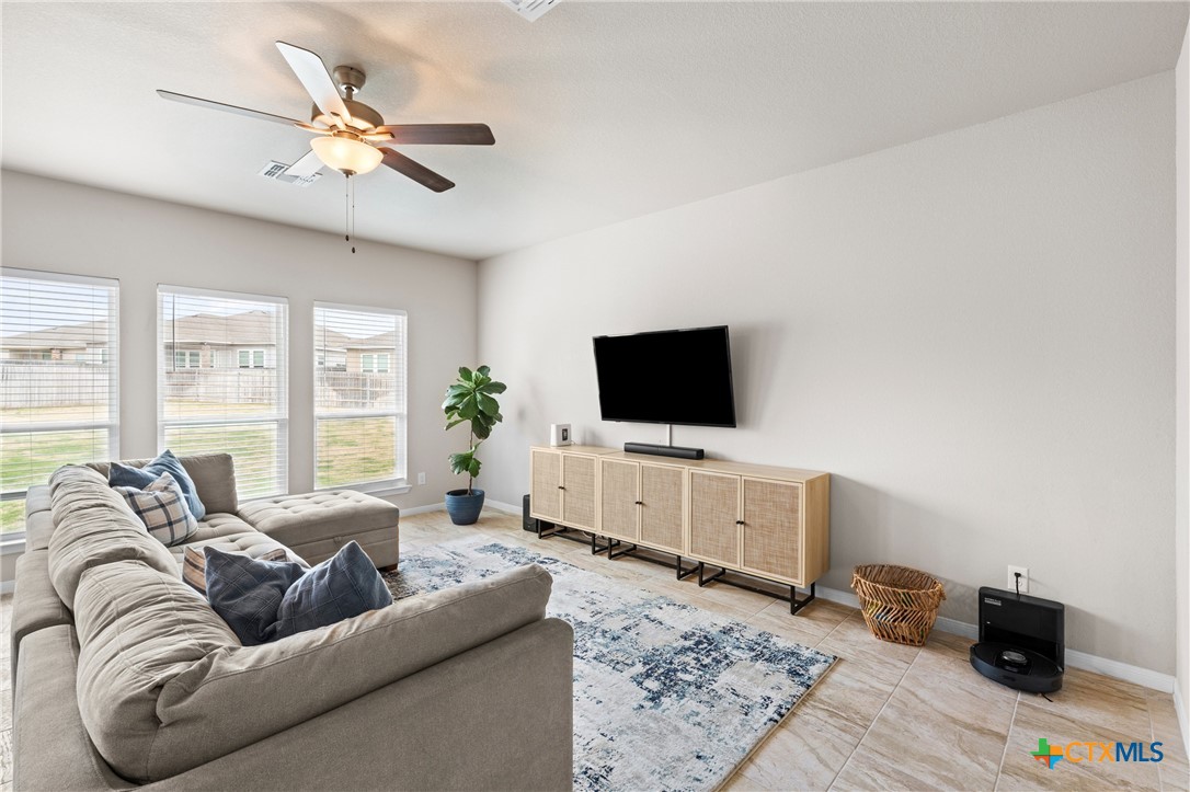 7468 Mossy Ridge Lane Temple, TX 76502 - Photo 6 of 38 a living room with furniture and a flat screen tv