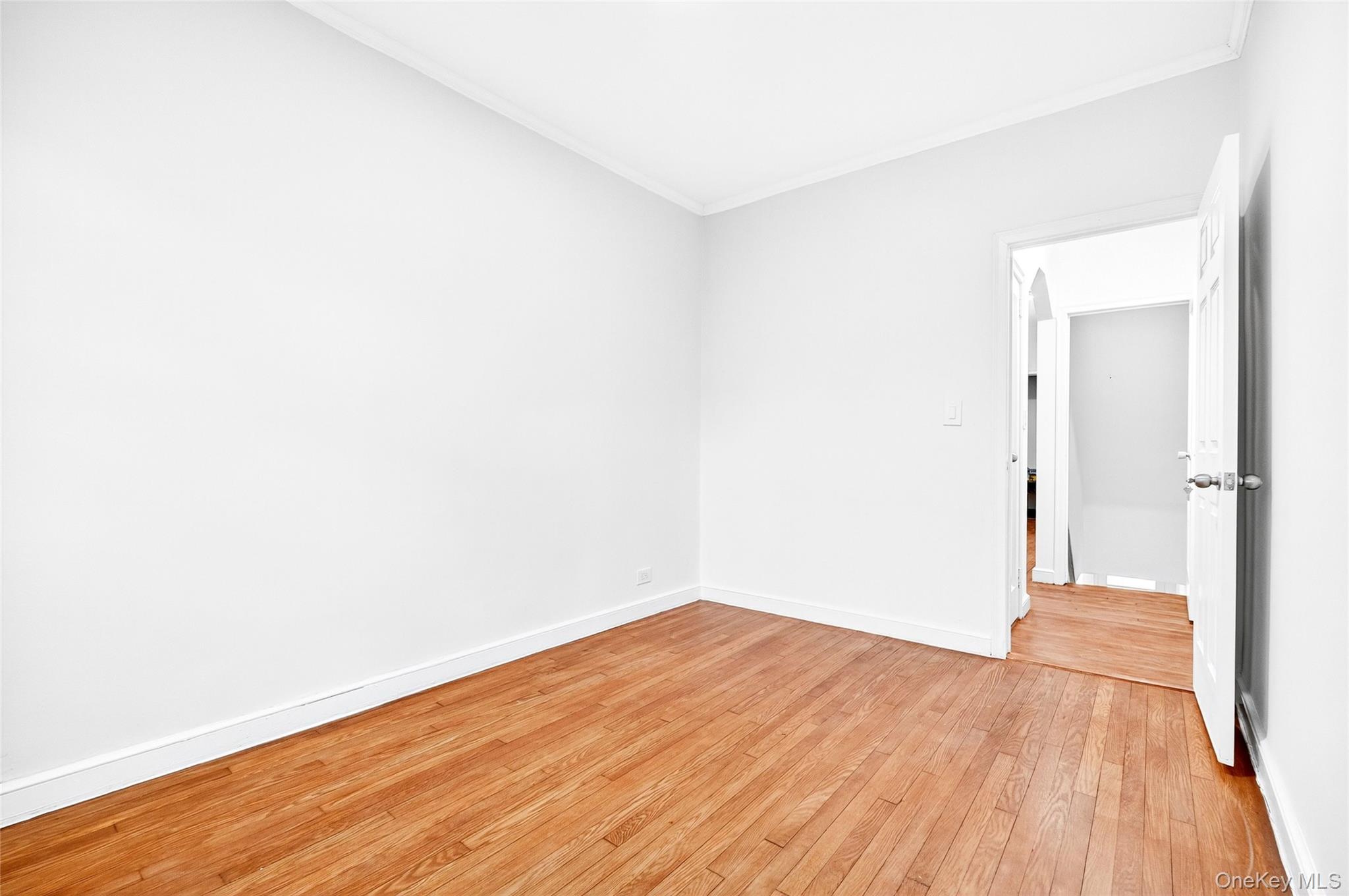 1458 Rowland Street Bronx, NY 10461 - Photo 43 of 49 Empty room featuring ornamental molding and light wood finished floors