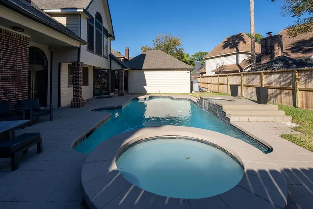 an outdoor view with patio
