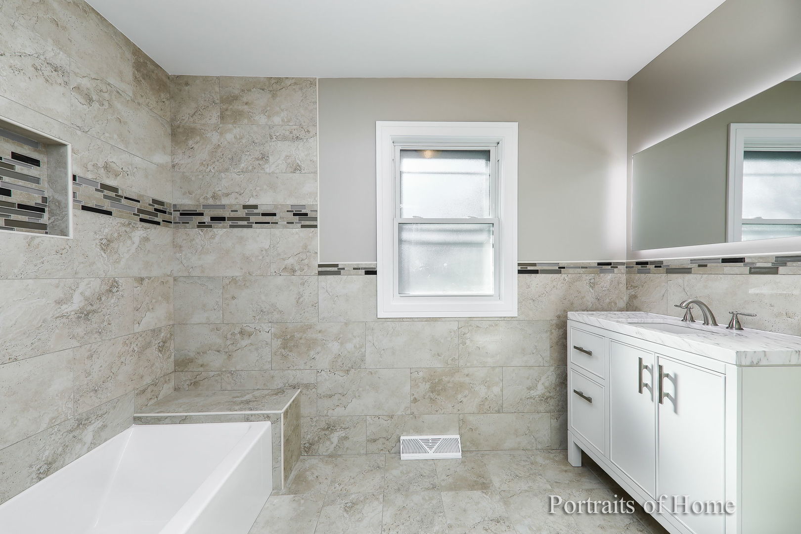 1181 Sherwood Road Highland Park, IL 60035 - Photo 8 of 22 a bathroom with a granite countertop sink a toilet and bathtub