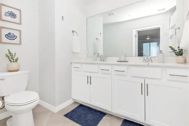 a view of a park with large trees