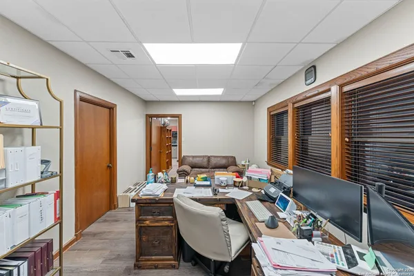 a workspace with furniture