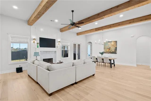 a living room with furniture