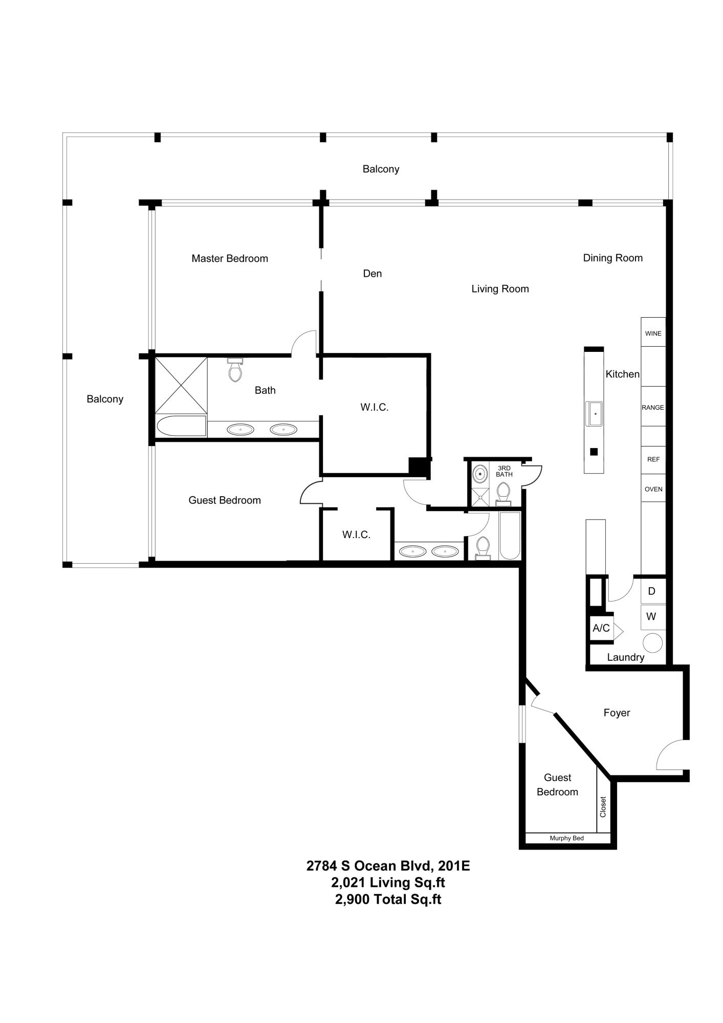 2784 South Ocean Boulevard, Unit 201E Palm Beach, FL 33480 - Photo 40 of 40 Floor Plan