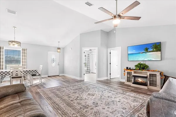 a living room with furniture